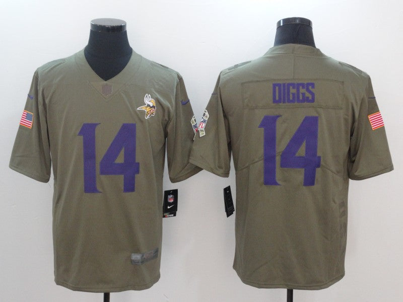 Men's Minnesota Vikings Stefon Diggs #14 Brown Game Player Jerseys