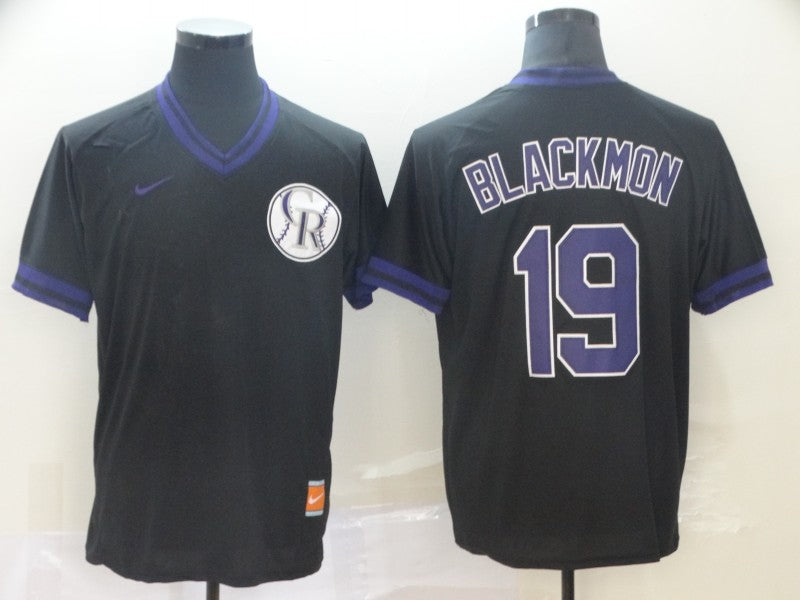 Men's Colorado Rockies Charlie Blackmon #19 Black Replica Baseball Jerseys