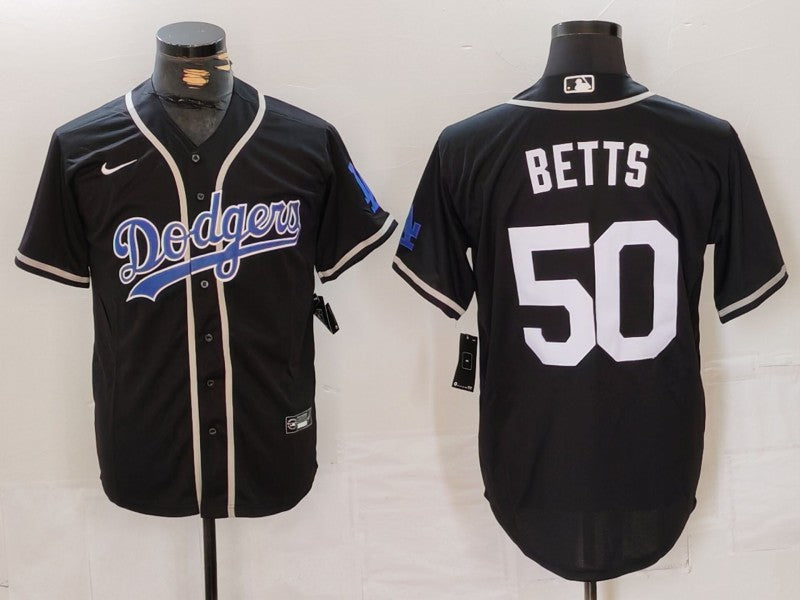 Men's Los Angeles Dodgers Mookie Betts #50 Black Replica Team Jerseys