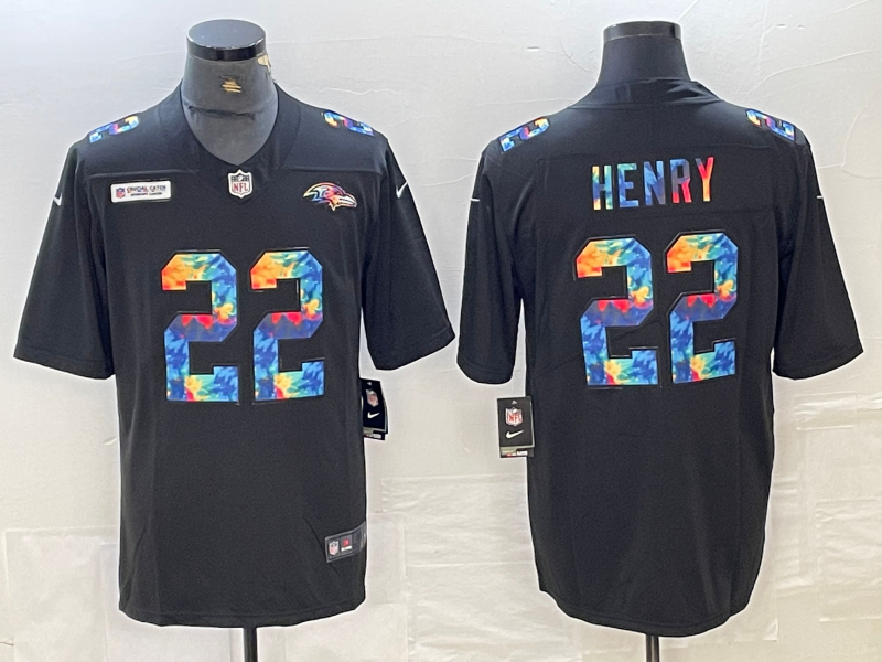 Men's Baltimore Ravens Derrick Henry #22 Black Game Jerseys