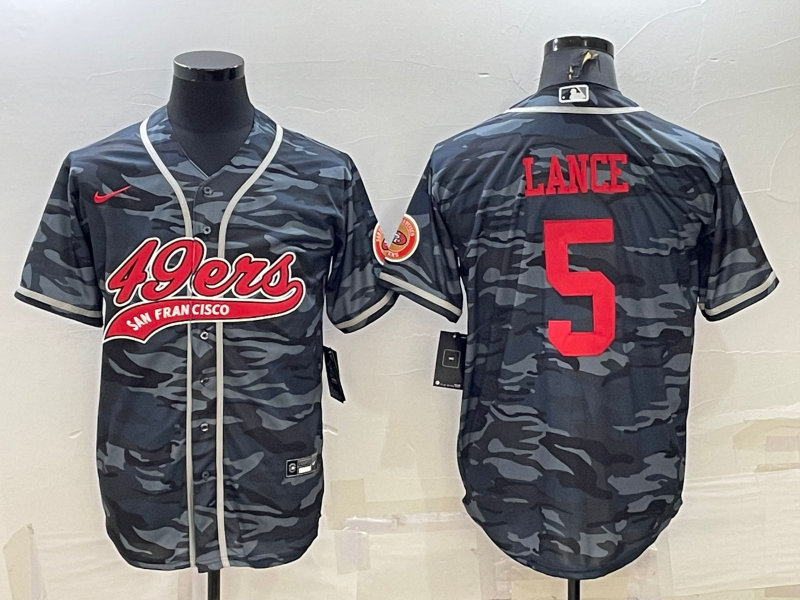 Men's San Francisco 49ers Trey Lance #5 Grey Camouflage Game Jerseys Joint Edition