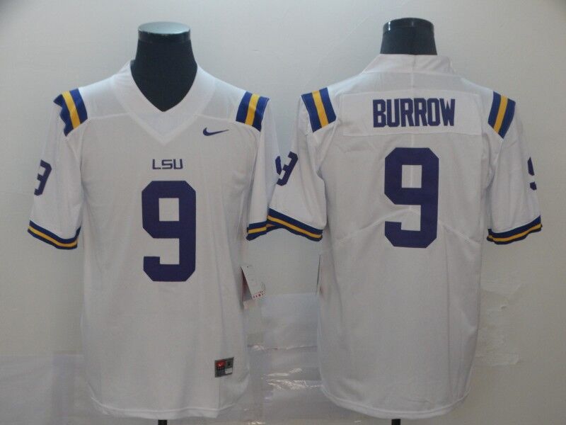 Men's Cincinnati Bengals Joe Burrow #9 White Team Game Jerseys
