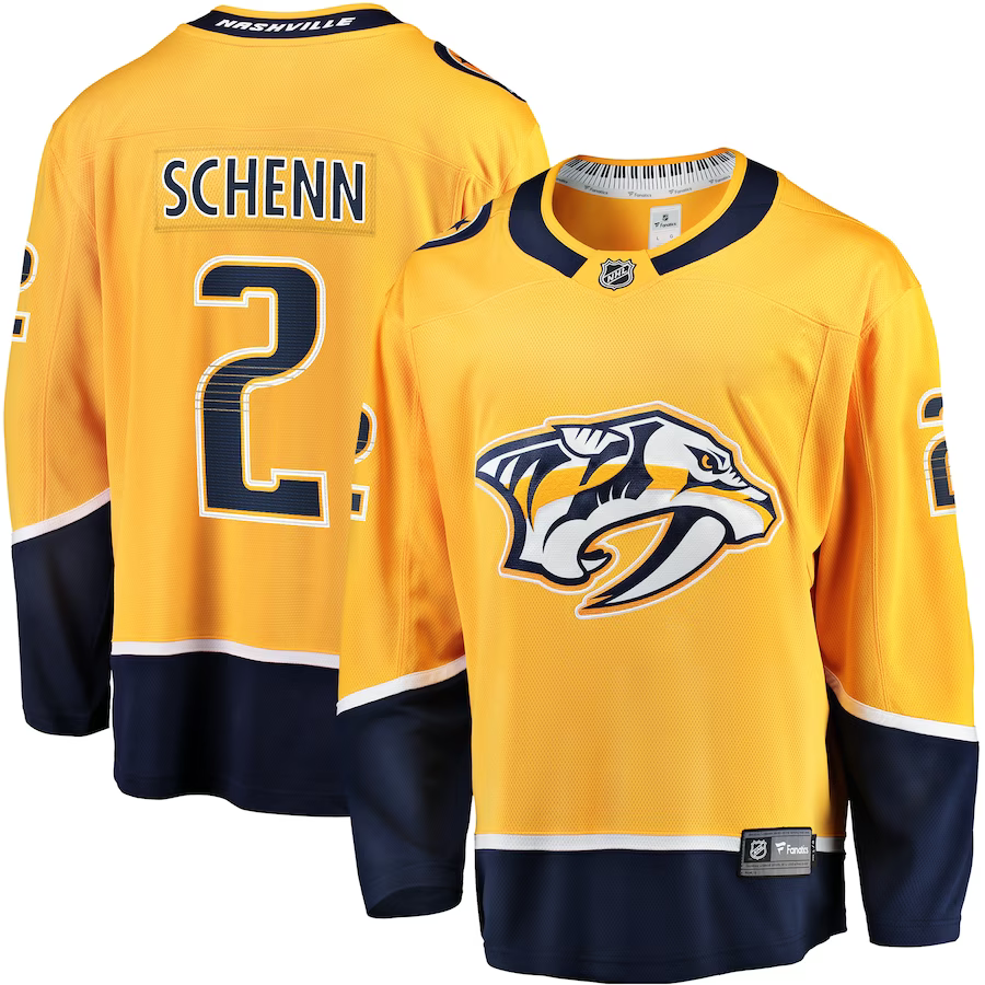 Men's Nashville Predators Luke Schenn #2 Gold Home Breakaway Jerseys