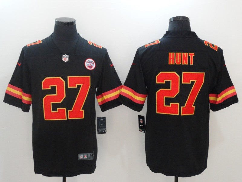 Men's Kansas City Chiefs Karim Hunt #27 Black Player Game Jerseys