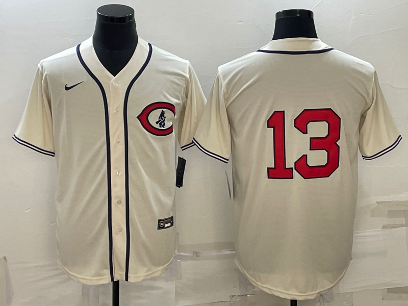 Men's Chicago Cubs Starlin Castro #13 Cream Player Name Jerseys
