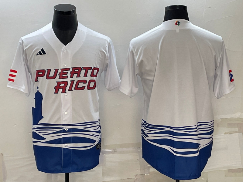 Men's 2023 World Baseball Classic Puerto Rico White Blank Jerseys
