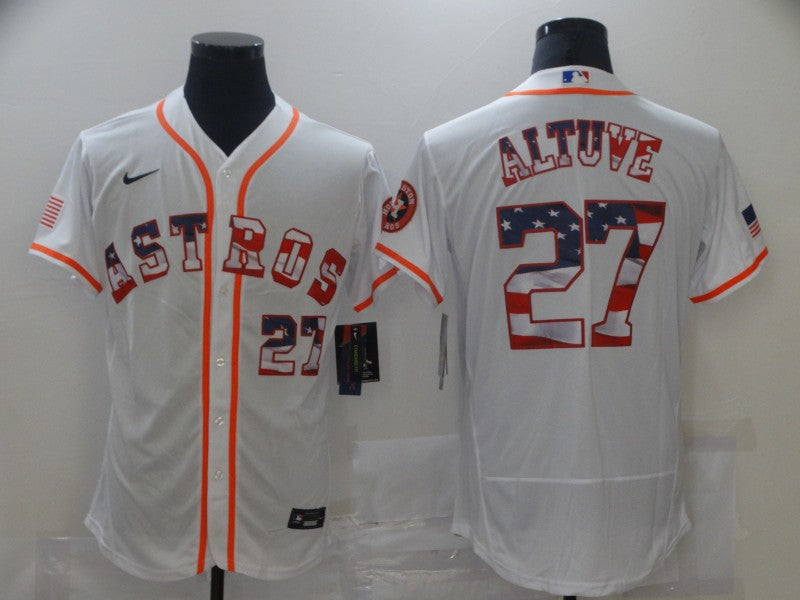 Men's Houston Astros Jose Altuve #27 White Authentic Game Jerseys