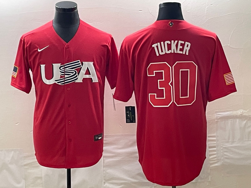 Men's 2023 World Baseball Classic #30 Kyle Tucker USA Red Jerseys