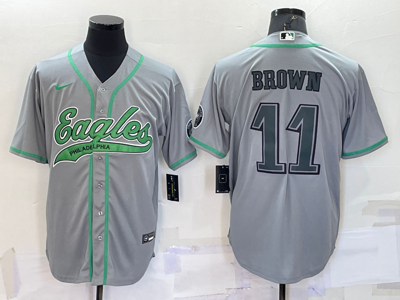 Men's Philadelphia Eagles A.J. Brown #11 Gray Game Jerseys Joint Edition