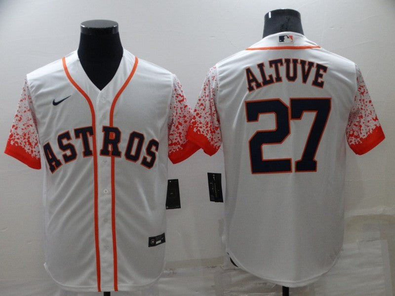 Men's Houston Astros Jose Altuve #27 White Alternate Game Jerseys
