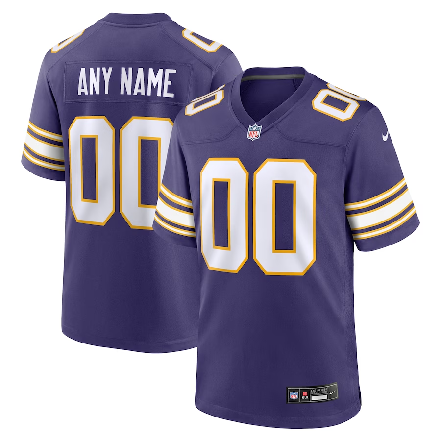Custom1 Minnesota Vikings Purple Classic Game Jerseys