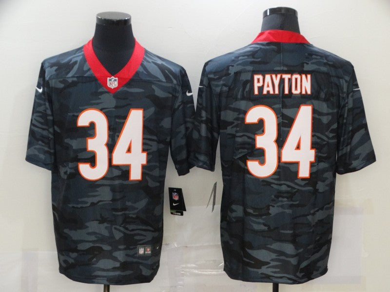 Men's Chicago Bears Walter Payton #34 Gray Camouflage Game Jerseys