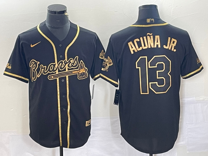 Men's Atlanta Braves Ronald Acuna Jr. #13 Black Replica Player Jerseys