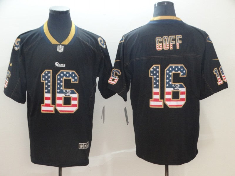 Men's Los Angeles Rams Jared Goff #16 Black Authentic Game Jerseys
