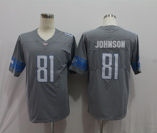 Men's Detroit Lions Calvin Johnson #81 Gray Game Jerseys