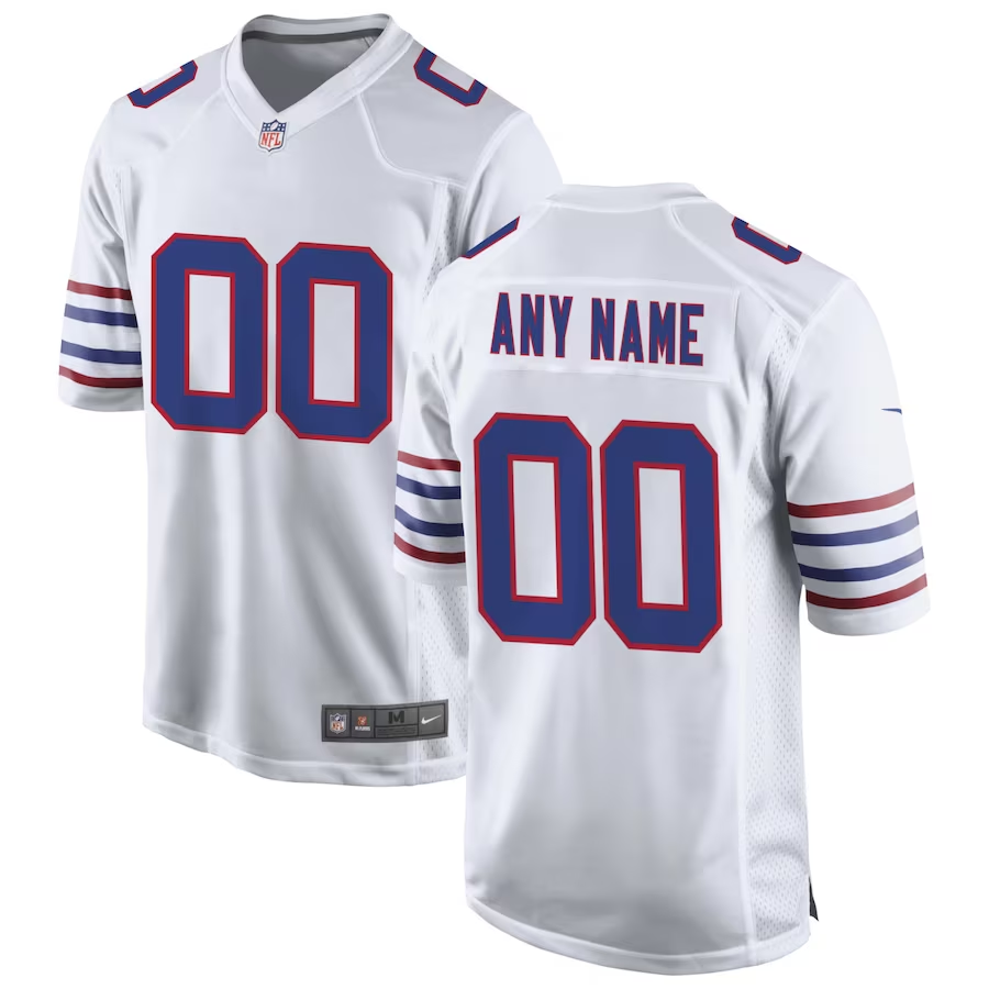 Custom1 Buffalo Bills White Alternate Game Jerseys