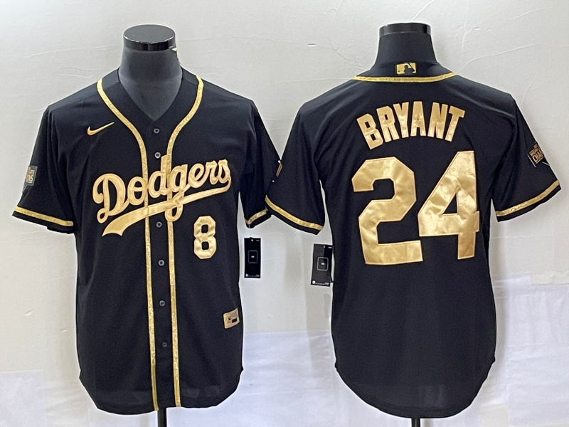 Men's Los Angeles Dodgers Kobe Bryant Black Replica Game Jerseys