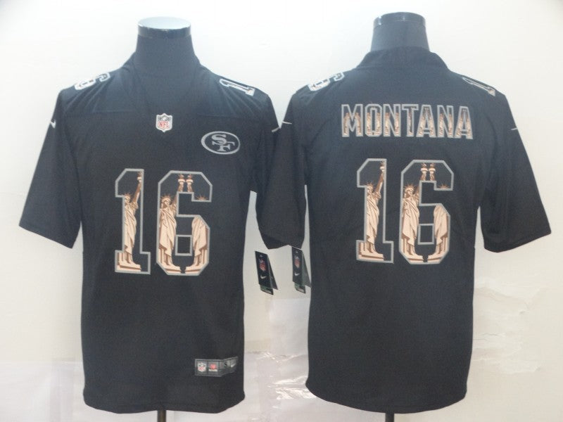 Men's San Francisco 49ers #16 Joe Montana Black Game Jerseys