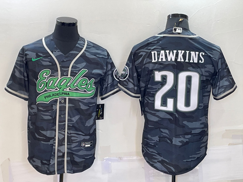 Men's Philadelphia Eagles Brian Dawkins #20 Grey Camouflage Game Jerseys Joint Edition