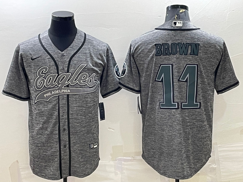 Men's Philadelphia Eagles A.J. Brown #11 Gray Player Jerseys Joint Edition