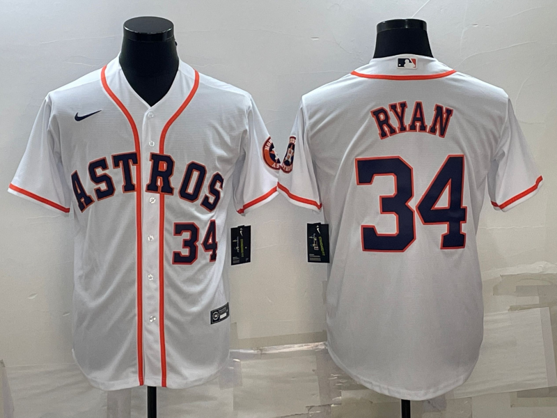 Men's Houston Astros Nolan Ryan #34 White Replica Player Jerseys