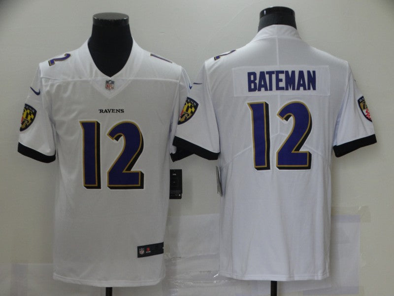 Men's Baltimore Ravens Rashod Bateman #12 White Game Jerseys