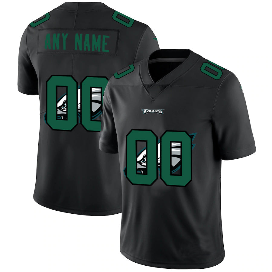 Custom1 Philadelphia Eagles Team Logo Dual Overlap Limited Jerseys Black Stitched American Football Jerseys