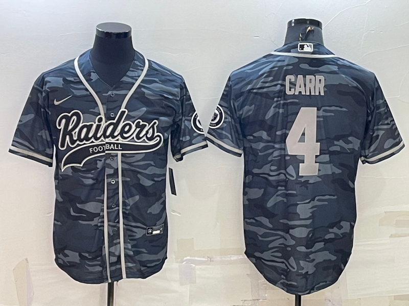 Men's Las Vegas Raiders Derek Carr #4 Grey Camouflage Game Jerseys Joint Edition