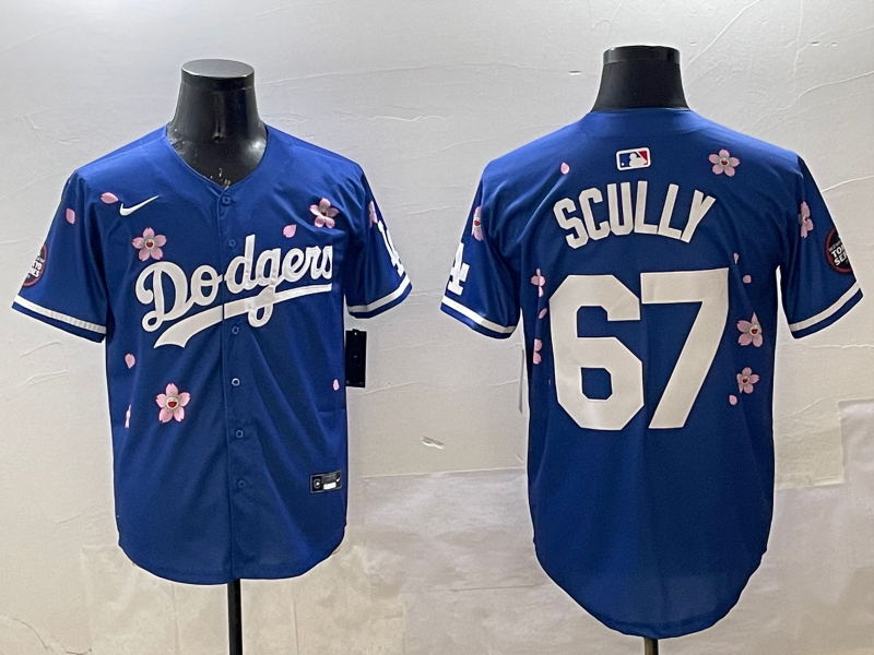 Men's Los Angeles Dodgers Vince Scully #67 Royal Player Jerseys