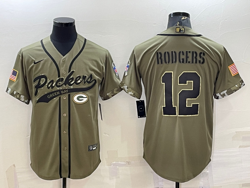 Men's Green Bay Packers Aaron Rodgers #12 Olive 2022 Salute To Service Limited Jerseys Joint Edition