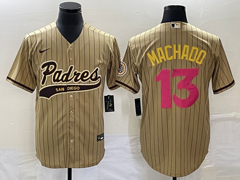 Men's San Diego Padres Manny Machado #13 Tan Replica Player Jerseys Joint Edition