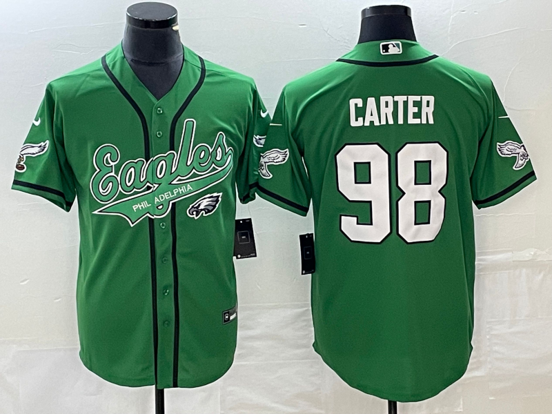 Men's Philadelphia Eagles Jalen Carter #98 Kelly Green Game Jerseys Joint Edition