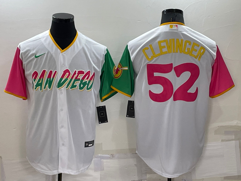 Men's San Diego Padres Mike Clevinger #52 White Stitched Jerseys