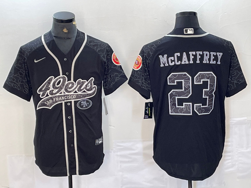 Men's San Francisco 49ers Christian McCaffrey #23 Black RFLCTV Limited Jerseys Joint Edition