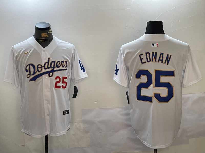 Men's Los Angeles Dodgers Tommy Edman #25 White Game Player Jerseys