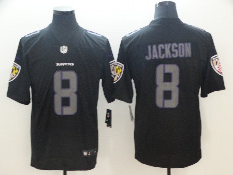 Men's Baltimore Ravens Lamar Jackson #8 Black Authentic Player Game Jerseys