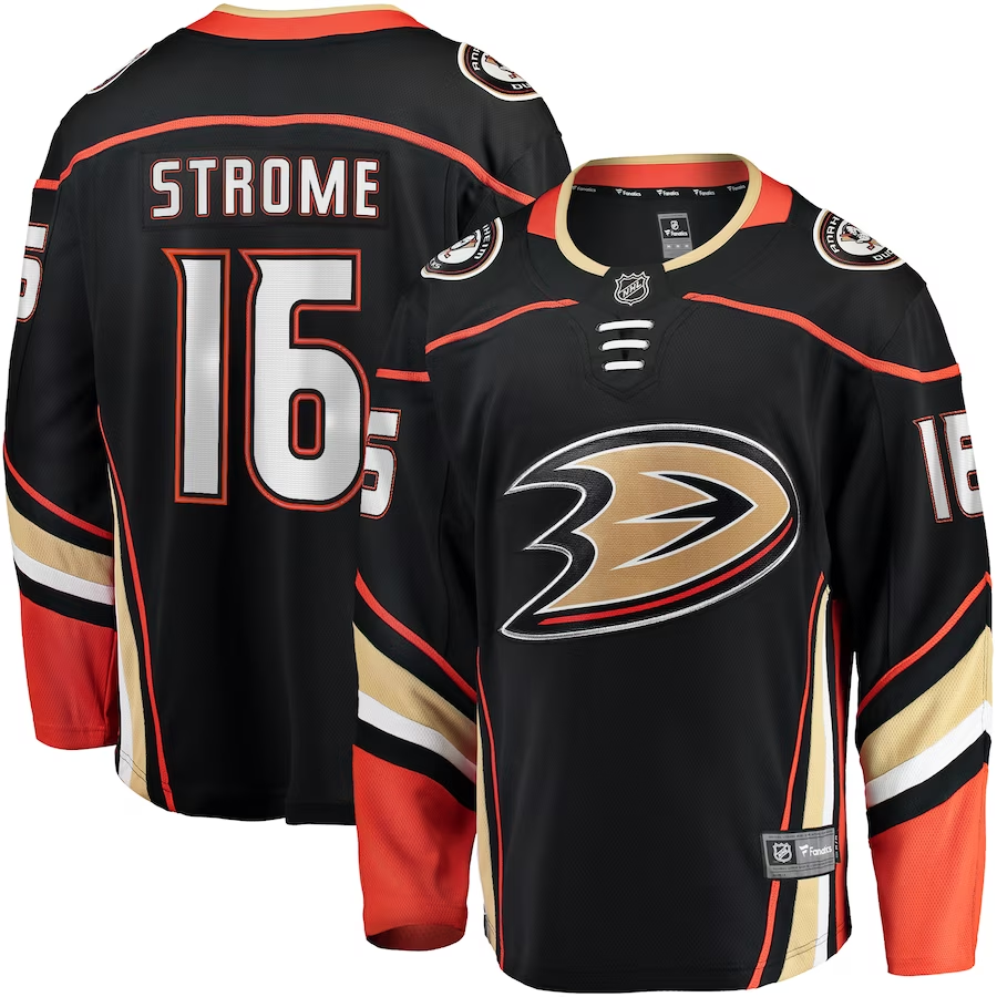 Men's Anaheim Ducks Ryan Strome #16 Black Home Breakaway Jerseys