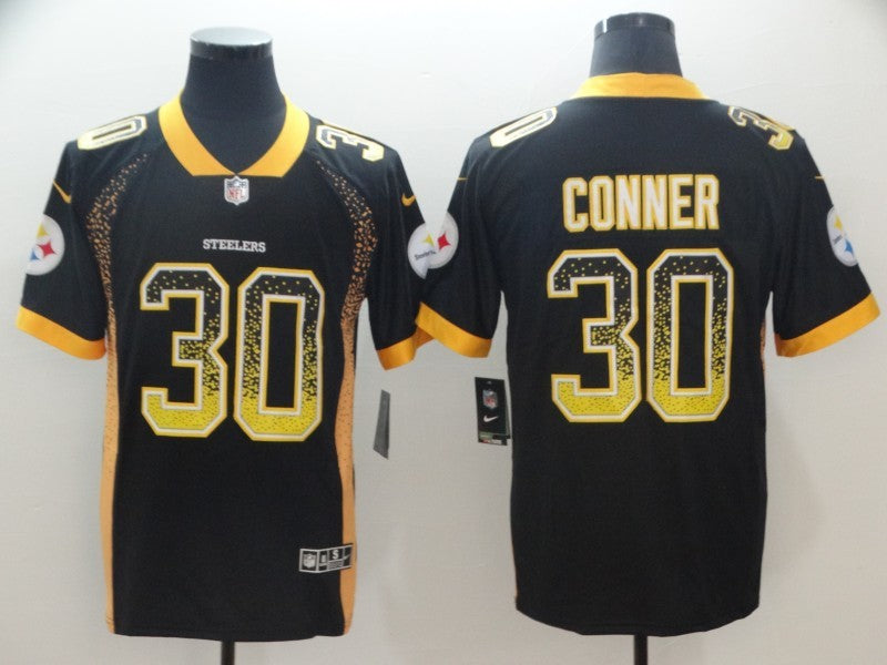 Men's Pittsburgh Steelers #30 James Conner Black Authentic Player Jerseys