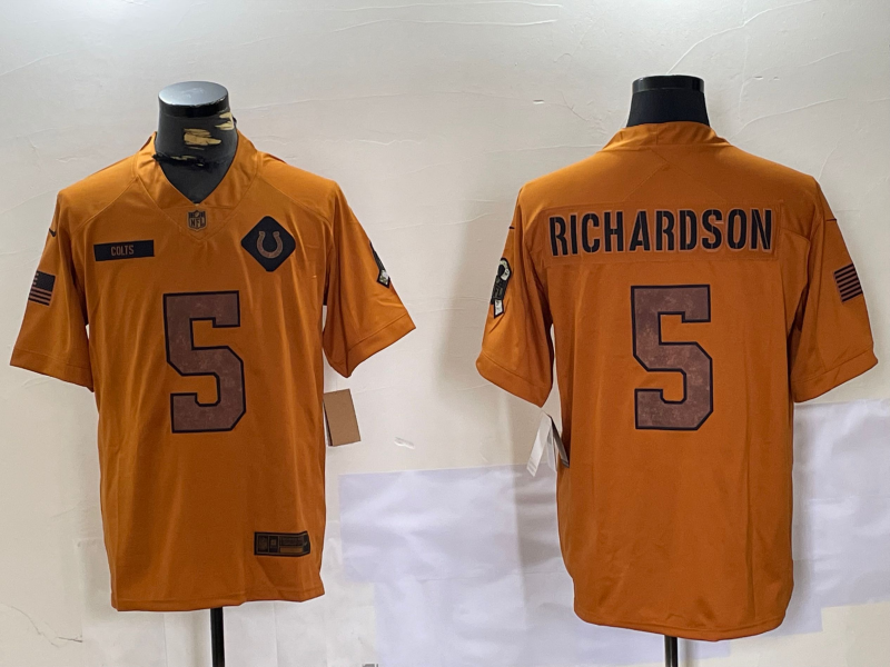 Men's Indianapolis Colts Anthony Richardson #5 Brown Salute To Service Limited Jerseys