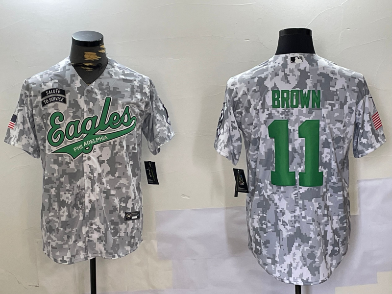 Men's Philadelphia Eagles A.J. Brown #11 Arctic Camo 2024 Salute to Service Player Jerseys