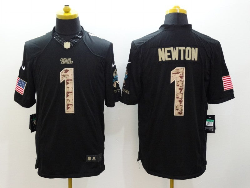 Men's Carolina Panthers Cam Newton #1 Black Alternate Game Jerseys