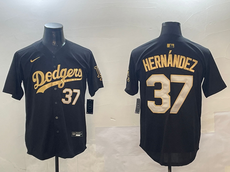 Men's Los Angeles Dodgers Teoscar Hernandez #37 Black Player Game Jerseys