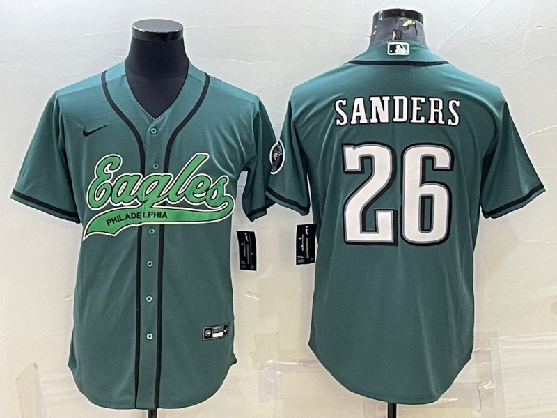 Men's Philadelphia Eagles Miles Sanders #26 Midnight Green Game Jerseys Joint Edition