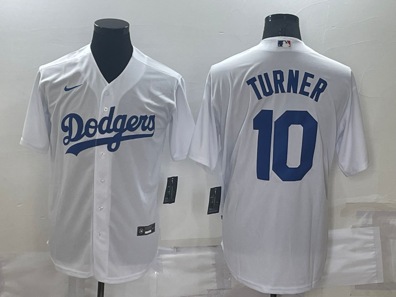 Men's Los Angeles Dodgers Justin Turner #10 White Replica Baseball Jerseys