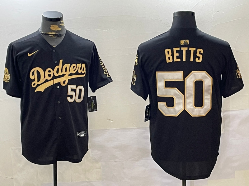Men's Los Angeles Dodgers Mookie Betts Black Game Player Jerseys