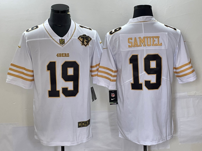 Men's San Francisco 49ers Deebo Samuel #19 White 75th Anniversary Game Player Jerseys