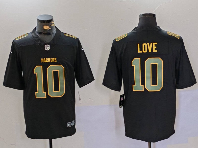 Men's Green Bay Packers Jordan Love #10 Black Fashion Game Jerseys