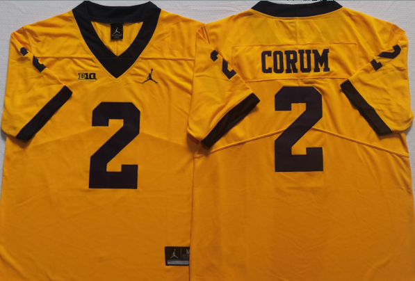 Men's Michigan Wolverines Blake Corum #2 Yellow Alumni Player Game Jersey