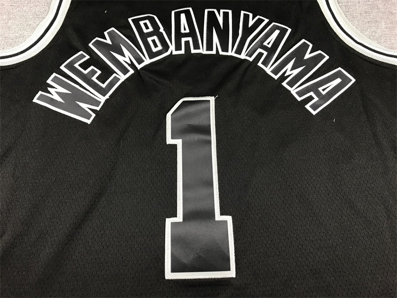 Men's San Antonio Spurs Victor Wembanyama #1 Black 2022/23 Swingman Jerseys - Classic Edition