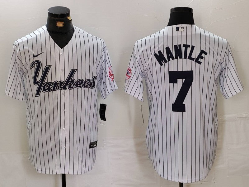 Men's New York Yankees Mickey Mantle White Replica Player Jerseys